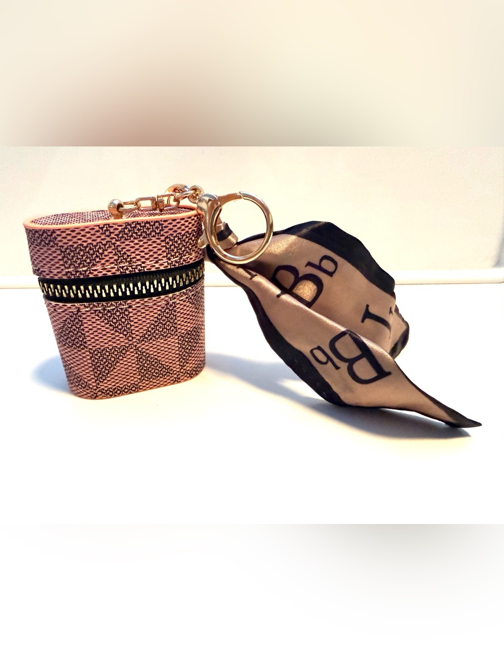 Pink Zip AirPods Pouch with Gold Hardware